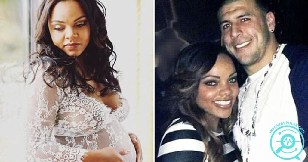 Shayanna Jenkins during pregnancy and smiling with Aaron Hernandez in a past photo.