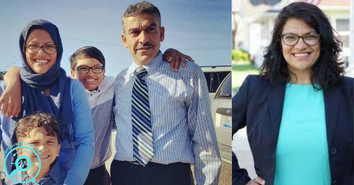Fayez Tlaib with family and a woman in professional attire.