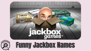 A funny image of Jackbox Games with game boxes and a bald head peeking from a cardboard box, promoting hilarious and creative Jackbox name ideas.