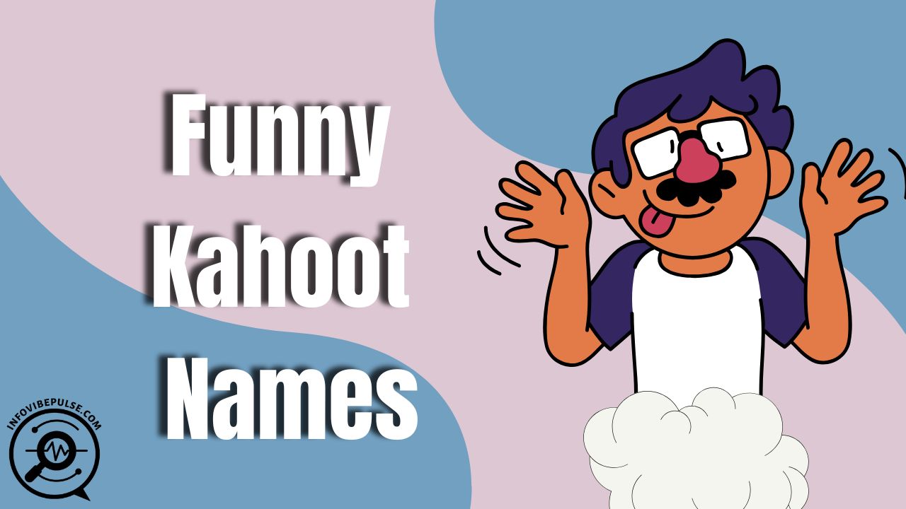 Funny Kahoot names image with cartoon character and bold text design.