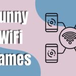 Funny WiFi names illustration with phones connected to a central router icon
